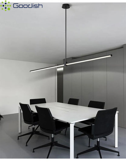 Modern Simplicity Long Linear LED Pendant Lights Strip Hanging Indoor Lamps for Office Table Kitchen  Home Decoration Chandelier