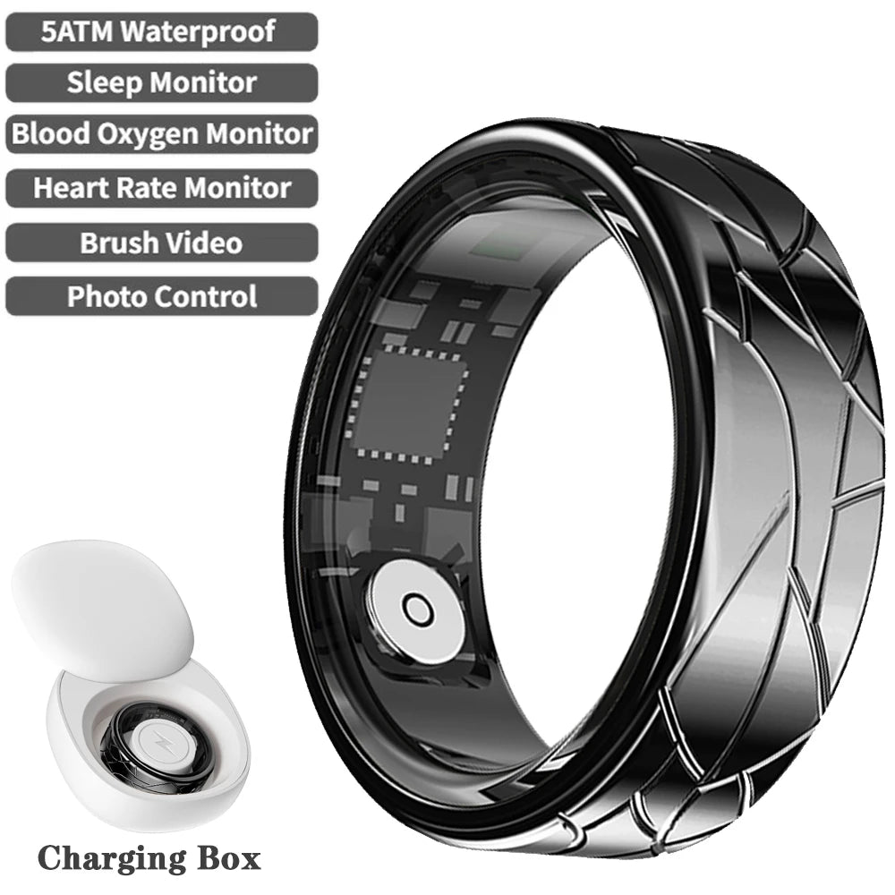 2026 Smart Ring Health and Sleep Tracker Heart Rate Blood Oxygen Monitor Brush Video 5ATM Waterproof Multi Sports Men Women Ring