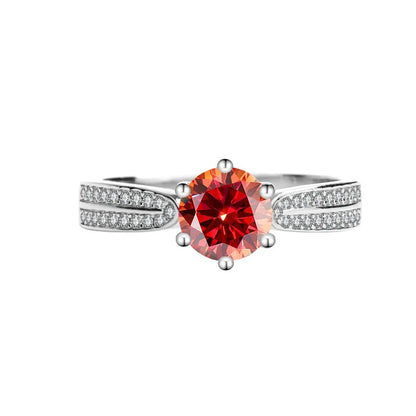 Women's PT950 Platinum Ring - 1 Carat Moissanite Star Queen Style, Six-Claw Setting, Perfect for Wedding & Proposal