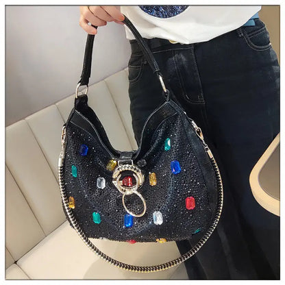 Luxury Genuine Leather Portable Women's Bag Leisure Large Capacity Diamond Tote Bag Shoulder Crossbody Bucket Bags Fashion 2026