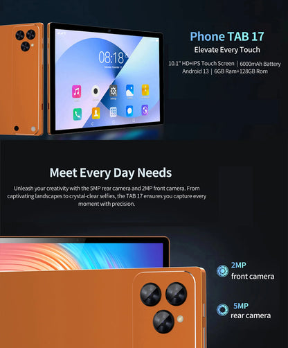 BDF-i17 Phone Tablets 10.1 Inch Octa Core 6GB RAM 128GB ROM Dual SIM Cards Call WiFi Bluetooth Google Play Tablet PC Android 13