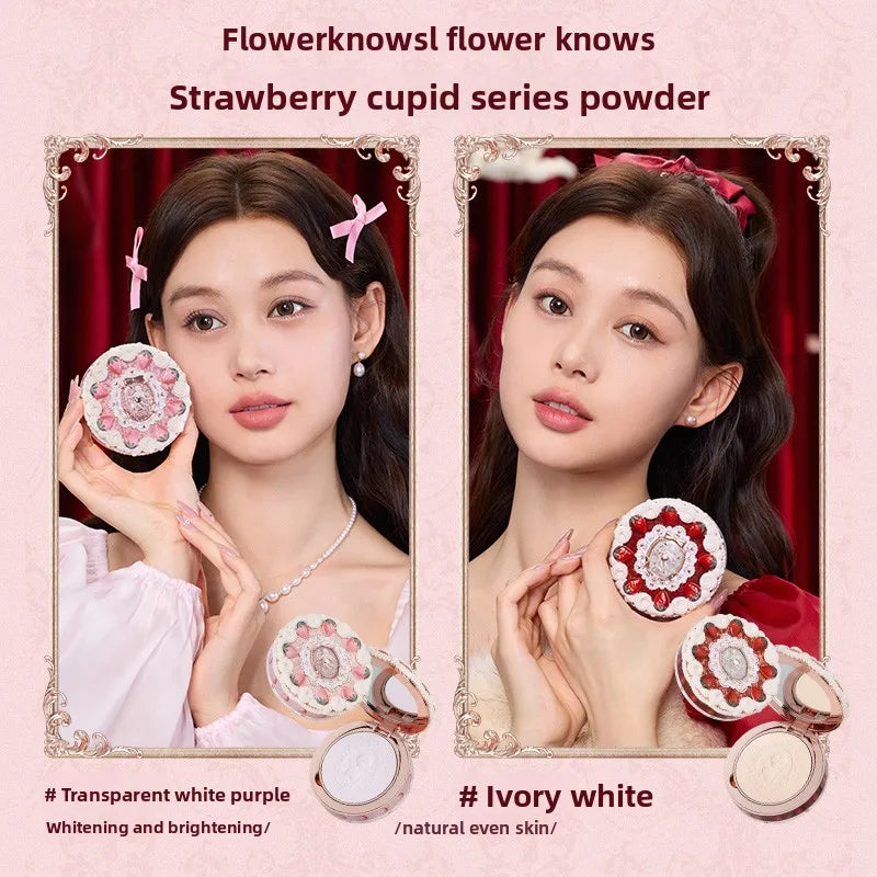 Flower Knows Strawberry Cupid Professional Makeup Set For Women Full Kit Gift Box Eyeshadow Lip Cream Blush Compact Powder Sets