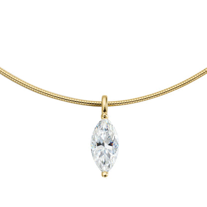 Smyoue 3CT 7*14MM Marquise Cut Moissanite Necklace for Women Solitaire Pendant Sparkling Chain Lab Diamond Pure 925 Jewelry