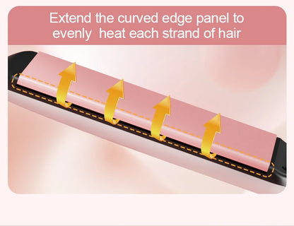Professional Hair Straightener with Oil Coating Wide Plates–60W Fast Heating,Care for Frizzy,PTC Technology for Smooth Styling