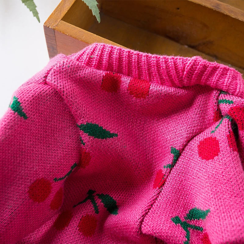Winter Dog Sweater Cherry Print Dog Clothes Small Dogs Coat Pet Costume Chihuahua Bichon Dachshund Clothing Knitted Warm Sweater