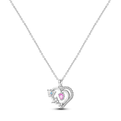 925 Sterling Silver Luminous Firefly Heart Shaped Zircon Pendant Necklace For Women Fashion Anniversary Birthday Jewelry Gifts