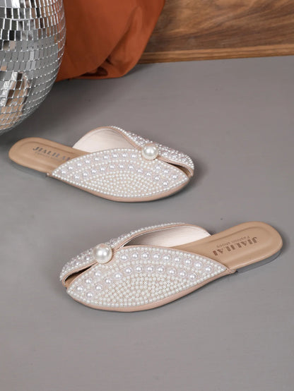 Women Slippers Summer Fashion Rhinestone Home Women Mules Shoes Elegant Slippers Luxury Designer Flat Sandals House Slides Women