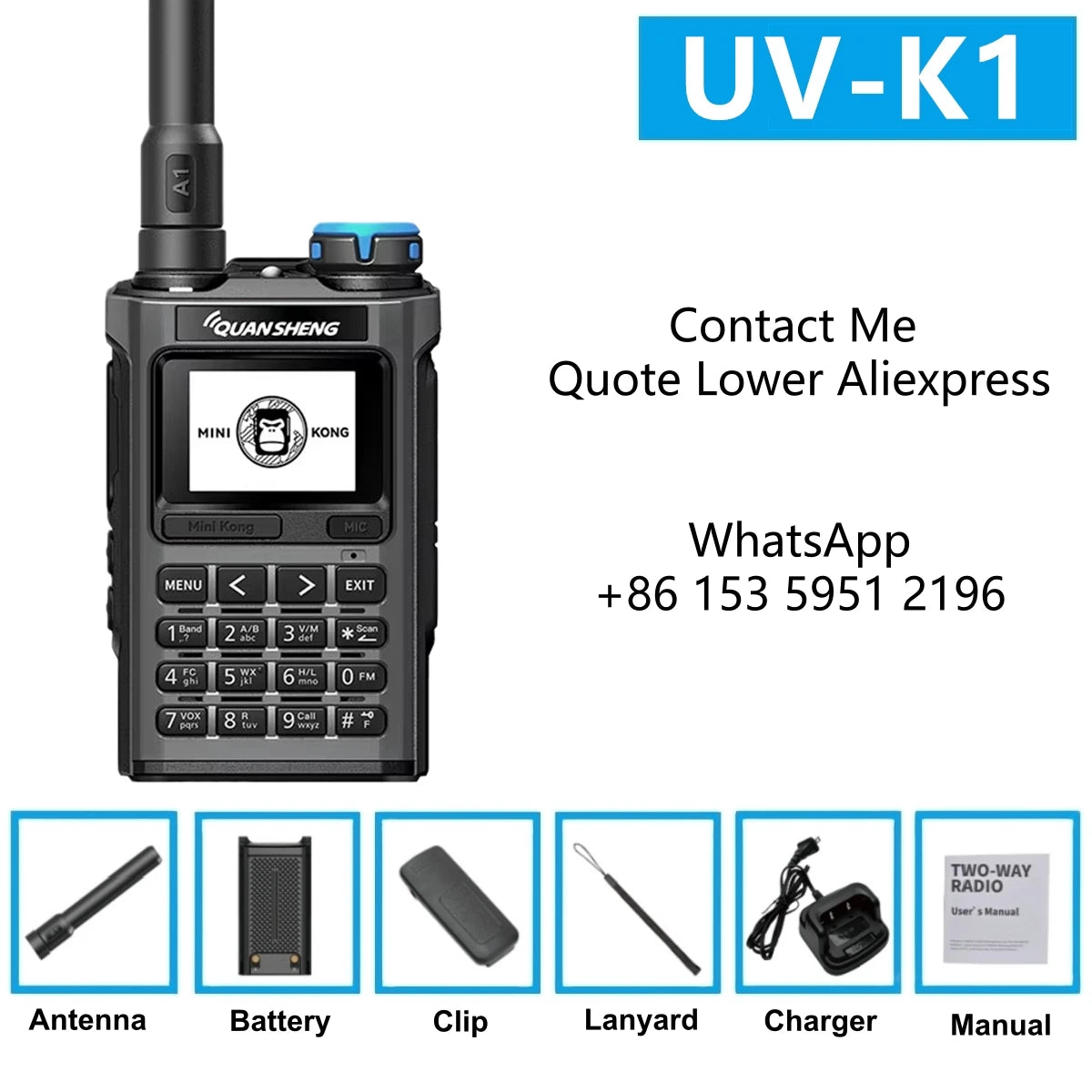Quansheng K1 Kong Mini 5W Air Band 200Ch Communication Radio 10Km Long Range Walkie Talkie