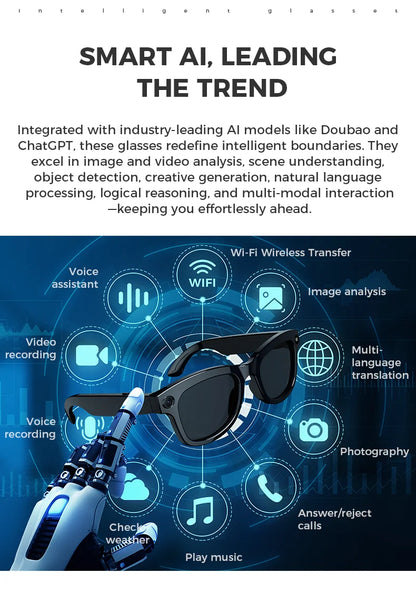 M01 Smart Glasses Video Recording Camera Sunglasses AI Translation Technological Gadgets Sports VR Headphones for Man Woman 2026