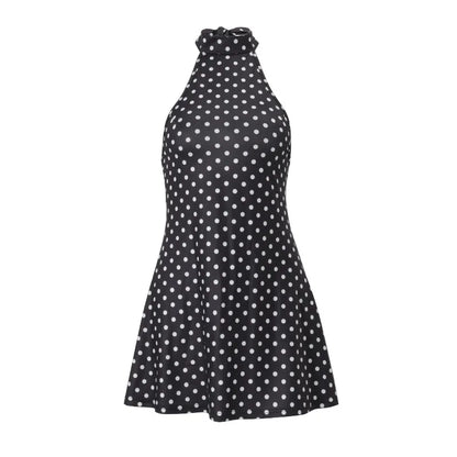 Elegant Off-Shoulder Polka Dot Mini Dress Women's Sleeveless Backless High Waist Y2K Summer Fashion Club Party Gown