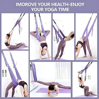 Luxury Purple Aerial Yoga Rope - Soft Fabric+Stable Support, Home Workout Safety, Single Piece