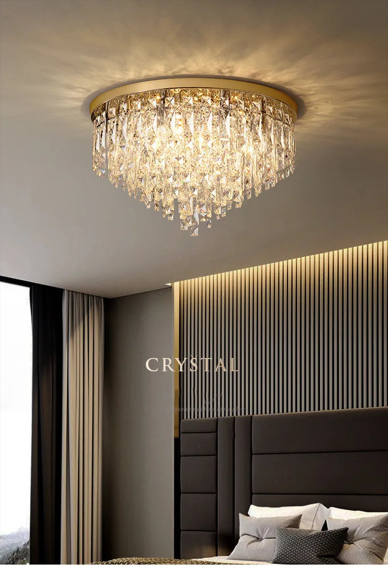 Modern Luxurious Crystal Ceiling Lamp Gold & Silver Color for Living Room Dining Room Bedroom - Elegant Lighting Fixture