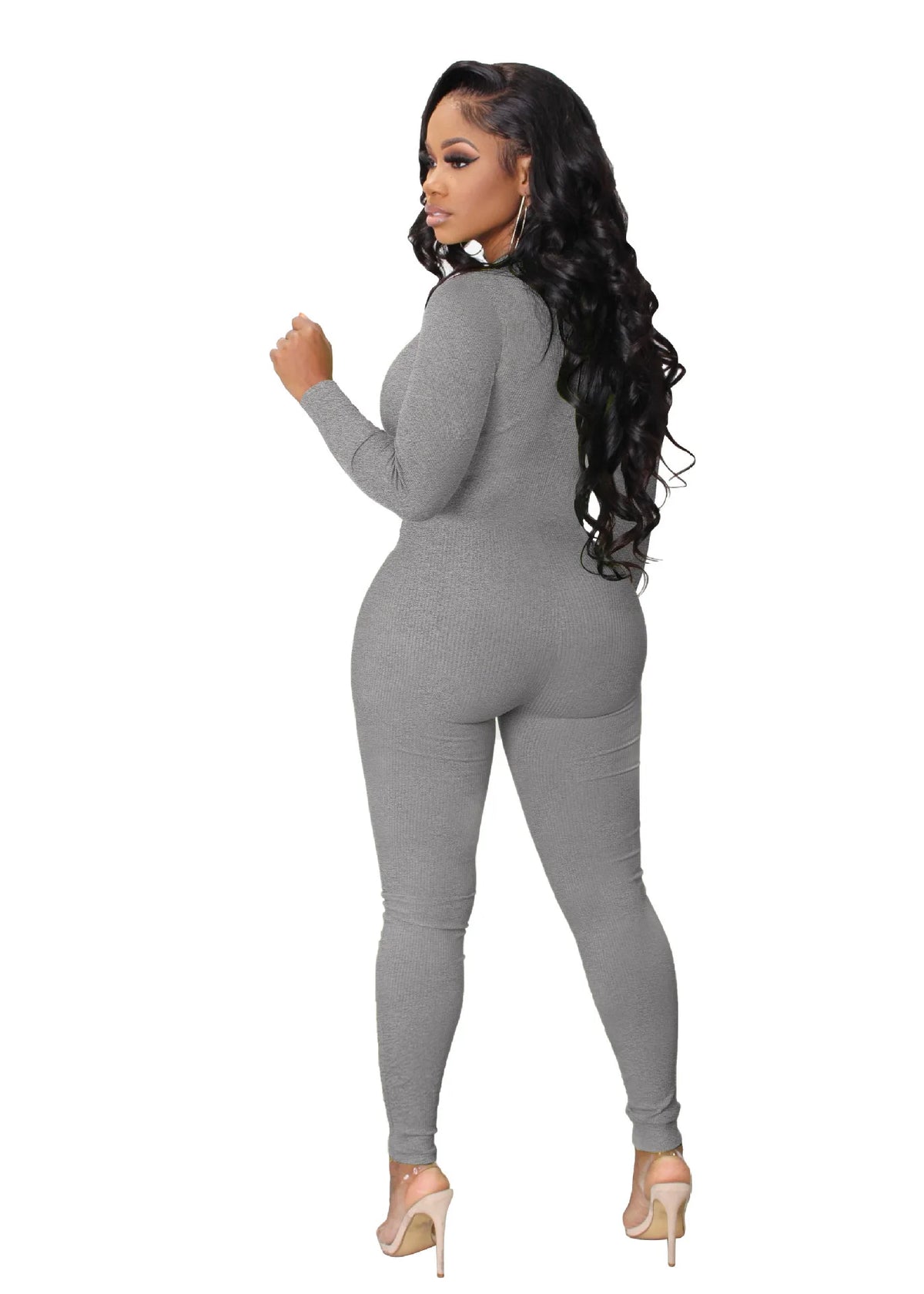Black Jumpsuit Women 2025 Ribbed Zip Up Athletic Jumpsuit Ultimate Blend of Fashion Long Sleeve Zip V Neck Long Rompers Bodysuit