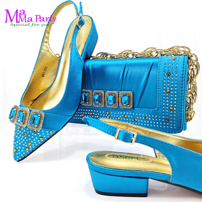 Fashion 2024 Classics Style Autumn Winter New Arrivals Italian Ladies Shoes Matching Bag Set in Wine Color for Garden Party