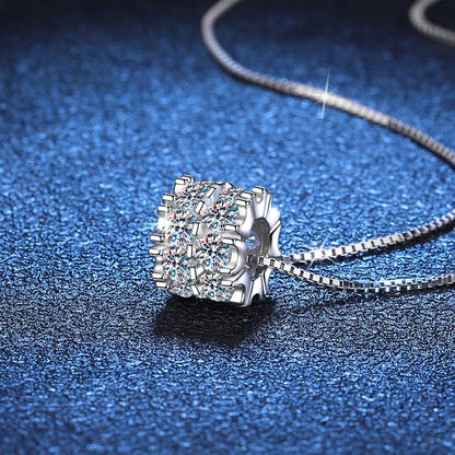 NeeTim Full Moissanite Necklace For Woman Pendant 925 Sterling Silver Sparkling Necklace For Women Chain Party Bridal Jewelry