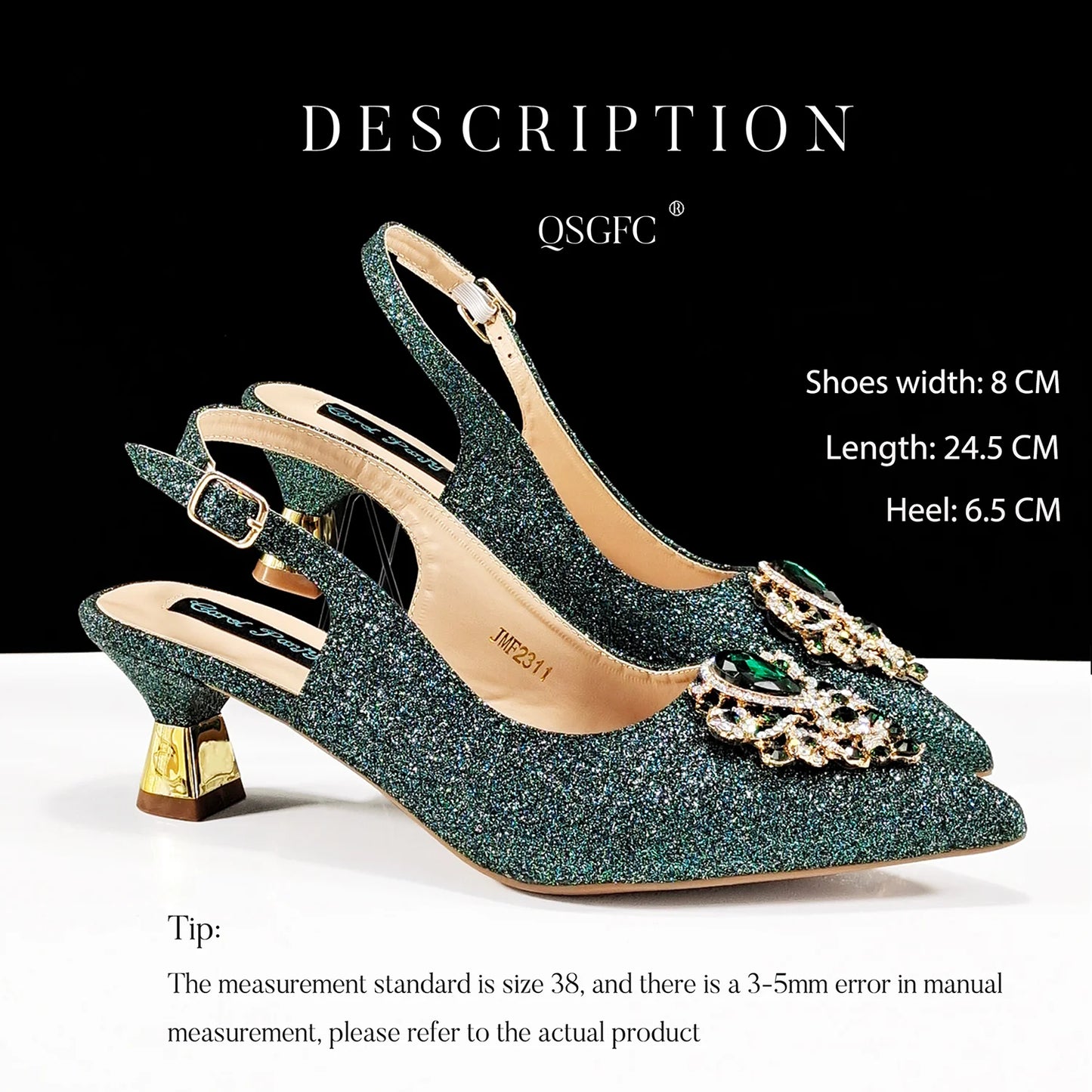 Hot Selling Elegant Noble Colorful Rhinestone Design White Color Party Wedding Pointed Toe High Heel Women Shoes and Bag Set