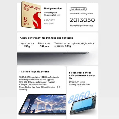 Big Discount Lenovo Xiaoxin Pad Pro GT Snapdragon 8 Gen3 LCD Screen 8860mAh 68W Super Fast Charging 13MP Front 13MP Rear Tablet