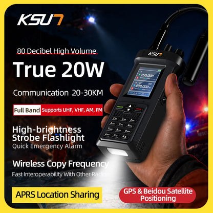 KSUN UV122D Walkie Talkie 20W high power AM FM Long Range Two Way Radio Supports Type-C fast charging ham radio Walkie Talkie