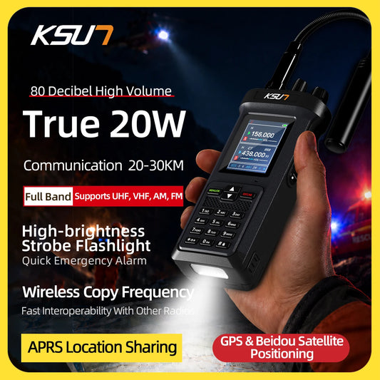 KSUN UV122D Walkie Talkie 20W high power AM FM Long Range Two Way Radio Supports Type-C fast charging ham radio Walkie Talkie
