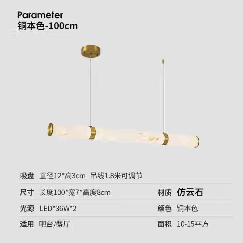 Italian Minimalist Pendant Lights Imitation Marble Strip Hanging Lamp Dining Table Restaurant Home Ceiling Decoration Chandelier