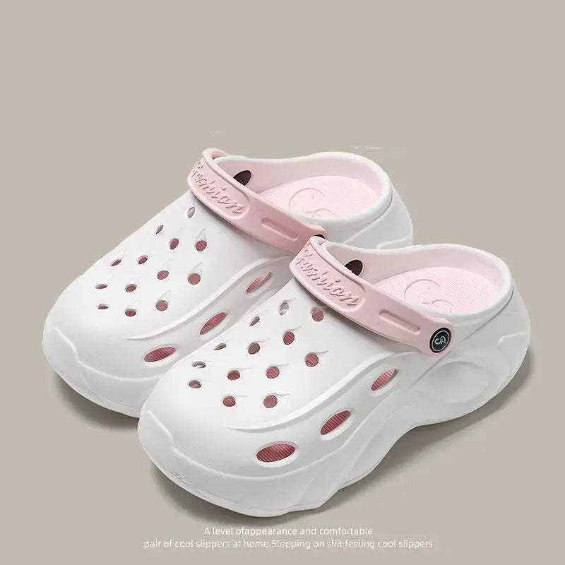 Luxury DIY Pearl Chain Non Slip Clogs Women Summer 2026 Comfort Platform Slip On Sandals EVA Thick Bottom Outdoor Slippers Shoes