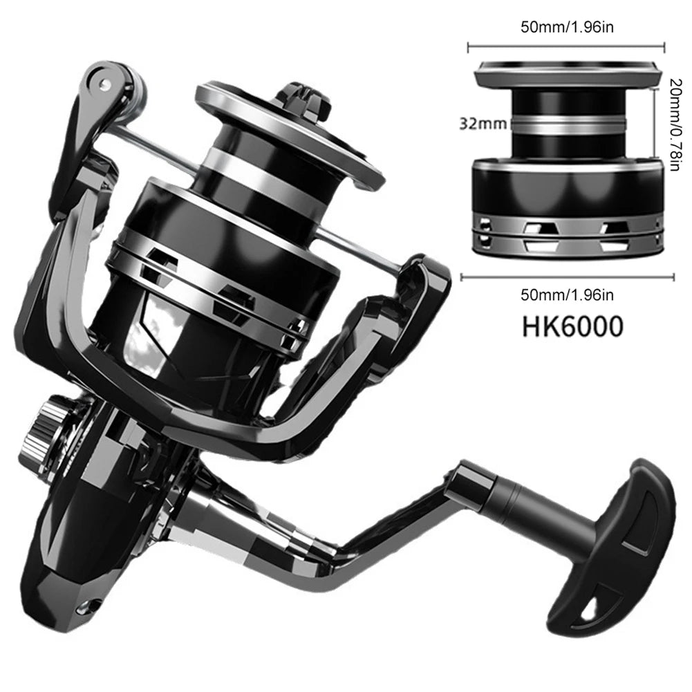 Spinning Reel 5.2:1 Gear Ratio Fishing Reel 12kg Max Drag All Purpose Fishing Spinning Reel for Saltwater and Freshwater Fishing