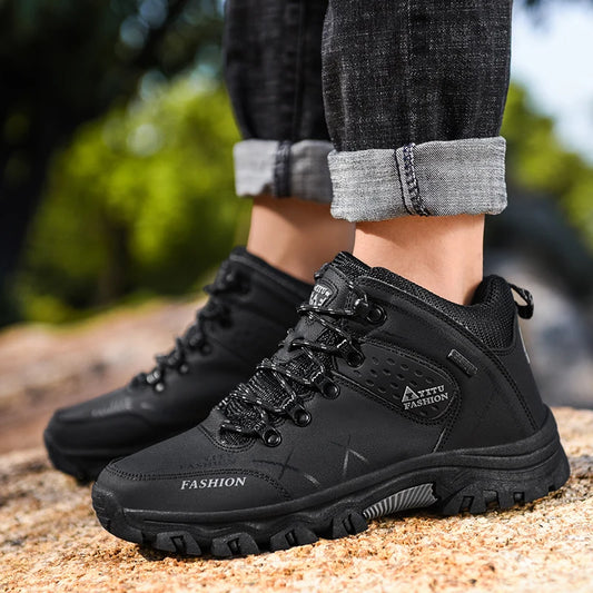 Retro Men Outdoor Camping Waterproof Work Shoes Sizes 39-47 Hiking Boots for Spring Autumn Comfort Breath Anti Slip Hiking Shoes