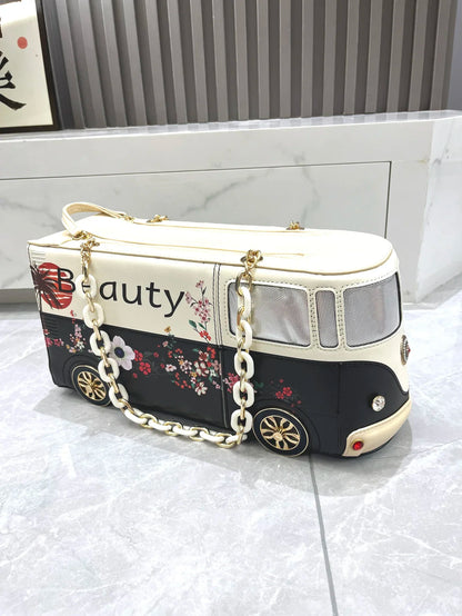 Luxury Designer Purses and Handbags Funny Bus Shape Bag Pu Leather Woman's Bag Purse High Quality Party Wedding Bag