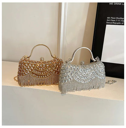 Super Exquisite Diamonds Frame Handbags Gold Silver Hasp Chains Designer New Style Shoulder Bags for Women 2025 Fashion Party