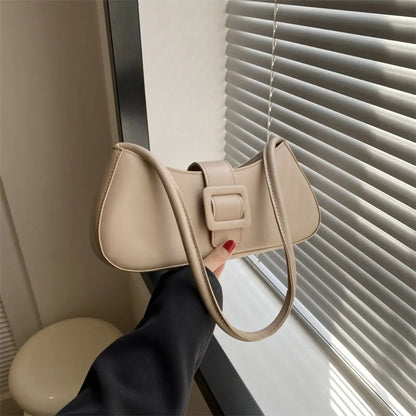 PU Leather Underarm bag Women Korean Style Large Capacity Half-moon Tote Bag Minimalist Armpit Pouch Ladies Luxury Handbags