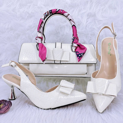 Doershow new come Matching Women Shoe and Bag Set Decorated brown Nigerian Shoes and Bag Set Italy Shoes and Bag set  HFG1-16