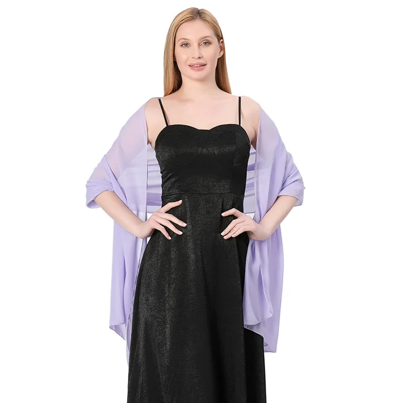 Pure Color Chiffon Shawls for Evening Dresses Women Wedding Evening Party Capes Scarves Summer Beach Towel Sunscreen Shawl