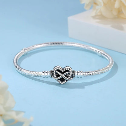 925 Sterling Silver Bracelets Bangles Original Love Heart Clasp Charms Beads Snake Chain Luxury DIY Jewelry For Women Gift