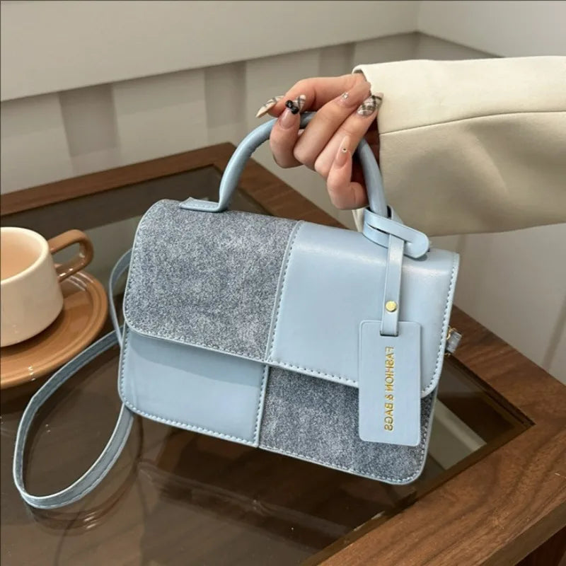 Elegant Women's Handbag Crossbody Shoulder Bag, Snap Closure Tote Bag, Everyday Accessory, Geometric Pattern, Fashion Lovers