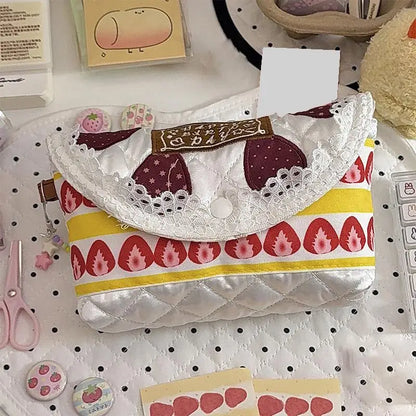 Kawaii Fashion Patchwork Strawberry Handbag Unique Cake Bag for Women Luxury Tote Purse for Gift Birthday or Party