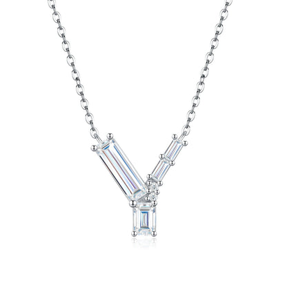 PureNew 26 Letter A-Z 4x12mm Moissanite Necklace For Women S925 Silver D Color 18k Plated Sparking Women's Moissanite Chain