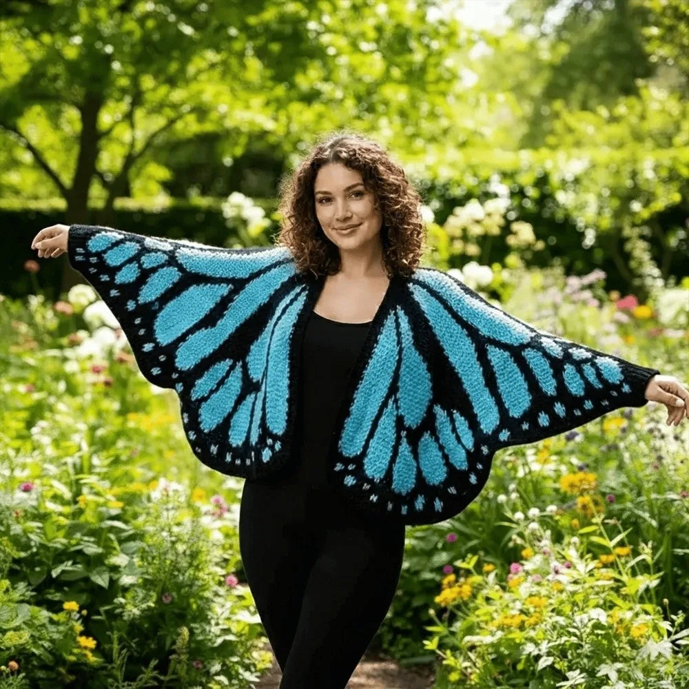 Crochet Monarch Butterfly Knit Cardigan Soft Breathable MonarchButterfly Cardigan Sweater Keep Warm with Butterflies Wing