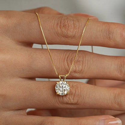 1-2CT Real Moissanite Necklace Pendants 925 Sterling Silver For Women 14K Gold Plated Wedding Chains Gifts Diamond Jewelry GRA