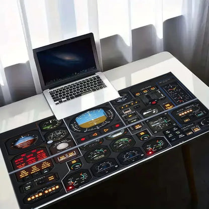 Black Art Aircraft Flight Instrument Mouse Pad Large Game Non-slip Rubber Mousepad XXL Office Decoration Pilot Computer Desk Mat