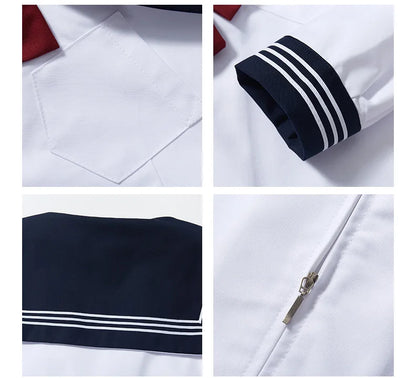 Summer pleated skirt set,sailor suit,student uniform set skirt,Japanese-style white three-book basic school uniform pleatedskirt