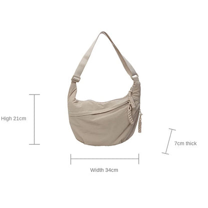 New Fashion Canvas Crossbody Bags Korean Simplified Shoulder Bag Large Capacity Sports Hobos Bag Solid Color Dumpling Bag