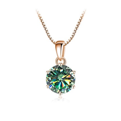 Butterflykiss 6.5mm 1.0 Carat D Moissanite Necklaces Rose Gold Plated Pendant Original Real S925 Silver Chain Jewelry For Women