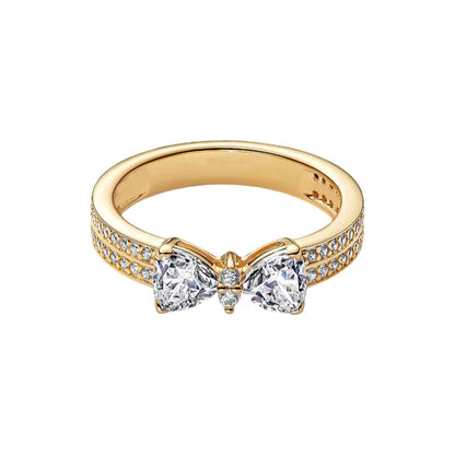 2026 New 925 Silver Sparkling Heart Princess Crown Heart-to-Heart Ring Fashion DIY Charm Jewelry Exquisite Gift