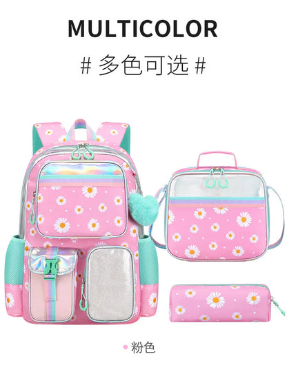 Cute Student Backpack 3pcs/set Primary Schoolbag Rabbits and Quicksand Kawaii Student Backpack Teenage Girls Handbag Rucksack