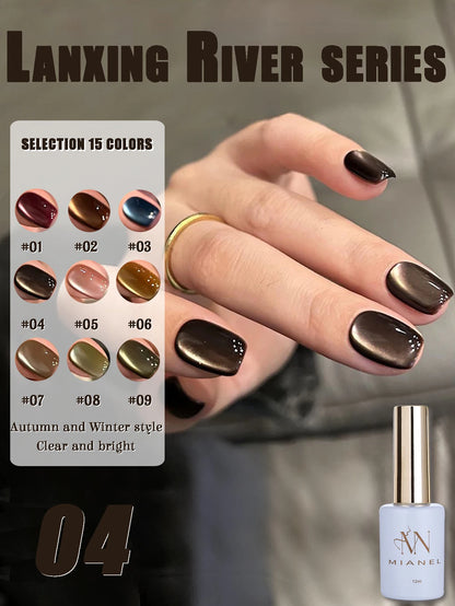MIANEL 12ML Hit Product Gold Amber Cat Eye Gel Nail Polish 2026 New Blue Glass Beads Cat Eye Gel Nail Green Nails 1-21pcs