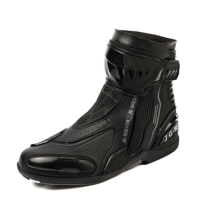 High  Motorbike BootsMen Racing Riding Shoes Breathable Anti Slip TPU Protective Motorcycle Boots Side Zipper Rubber Sole