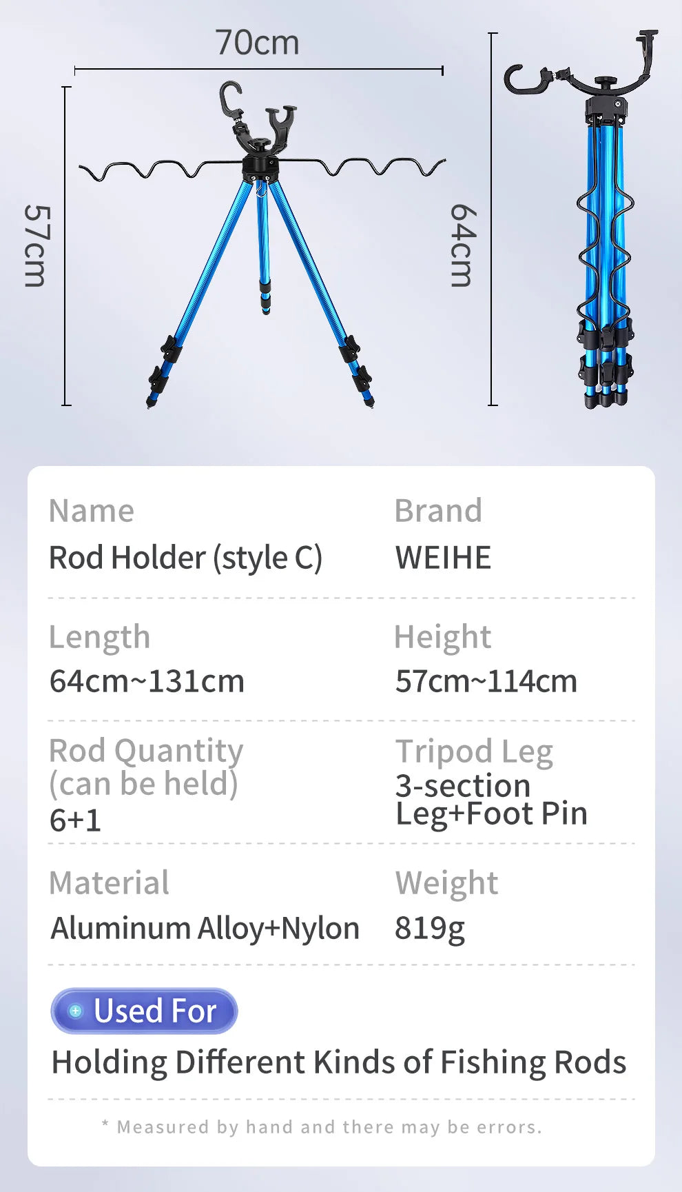 WEIHE 1pcs C# Fishing Rod Holder Telescopic Fishing Rod Bracket