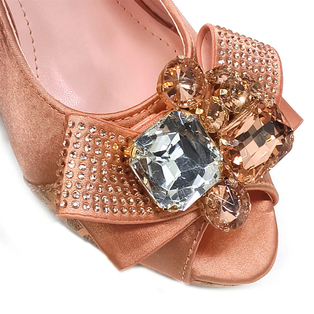 Elegant Women Heels for Party Open Toe Special Material Design Rhinestone Italian Only Sandals and Set to Choose 2024