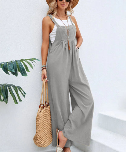 Women Casual Straps Jumpsuits Summer Autumn Harajuku Slim Wide Leg Trousers Dungaree Bib Overalls Elegant Sleeveless BF Jumpsuit