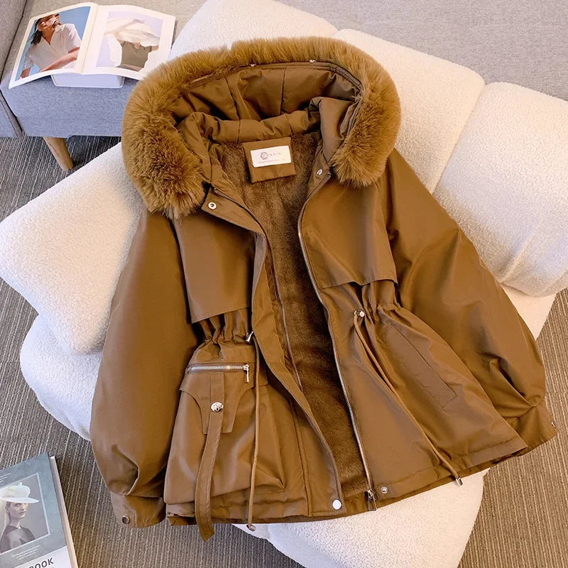 New Winter Women's Down Coat for Women, Slimming Fashionable Down Jacket with Fur Collar for Women Warm Winter Fur-lined Coat